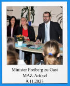 Minister Freiberg zu Gast MAZ-Artikel 9.11.2023